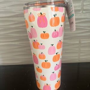 Pumpkin Print Tumbler - Cream, Pink, and Orange